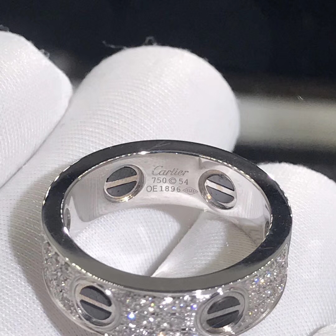 Cartier Любовь кольцо белого золота 18 карат алмазов проложили черный керамический