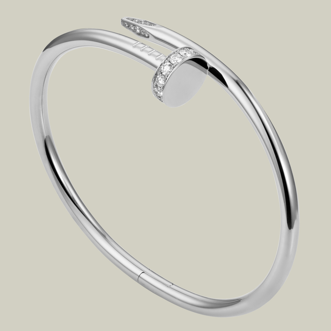 18k White Gold Cartier Juste Un Clou Nail Bracelet Paved 1752 18k White Gold Cartier Juste Un Clou