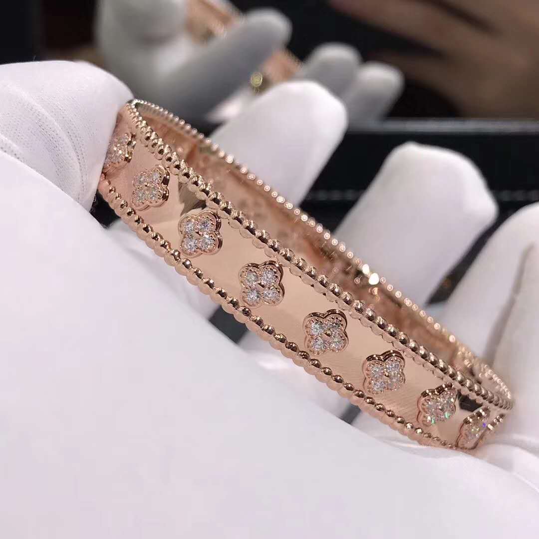van Cleef & trevos Arpels perlée pulseira de ouro 18k rosa