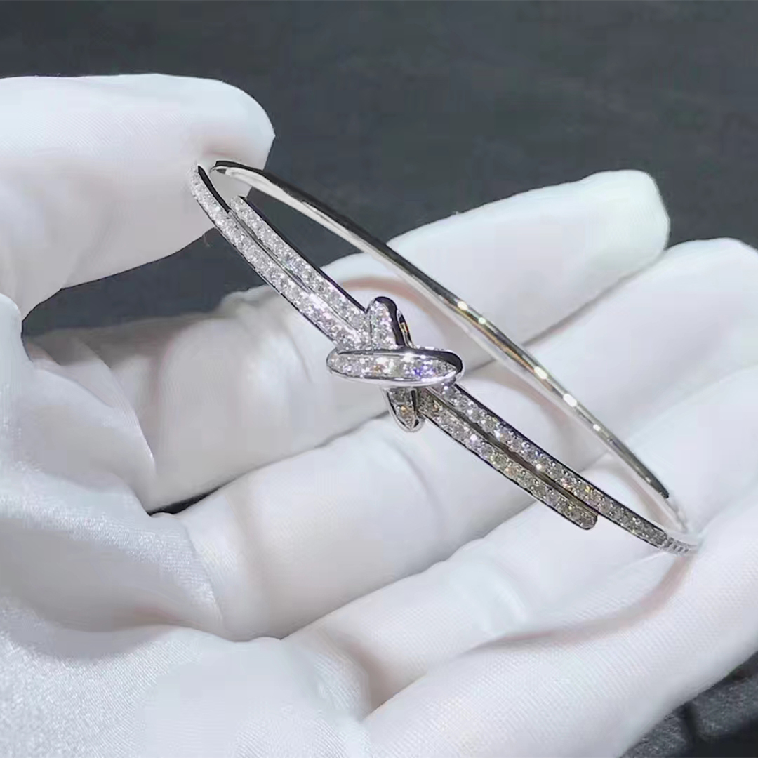Ligações Jogos Chaumet Primeira ligações bracelete em ouro branco cravejado de diamantes