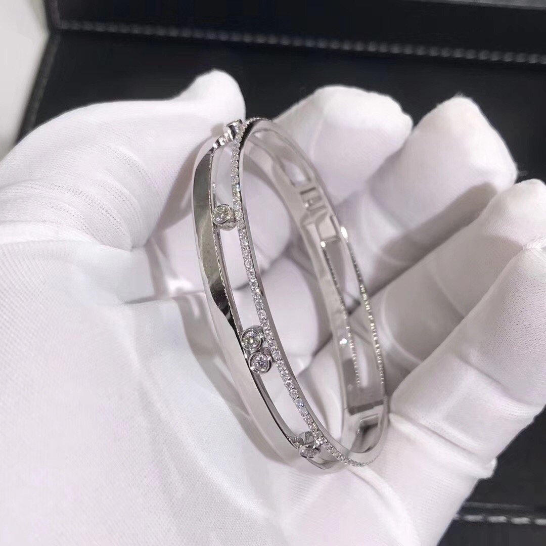 Messika Move Romane Diamond Bangle Bracelet 18k White Gold