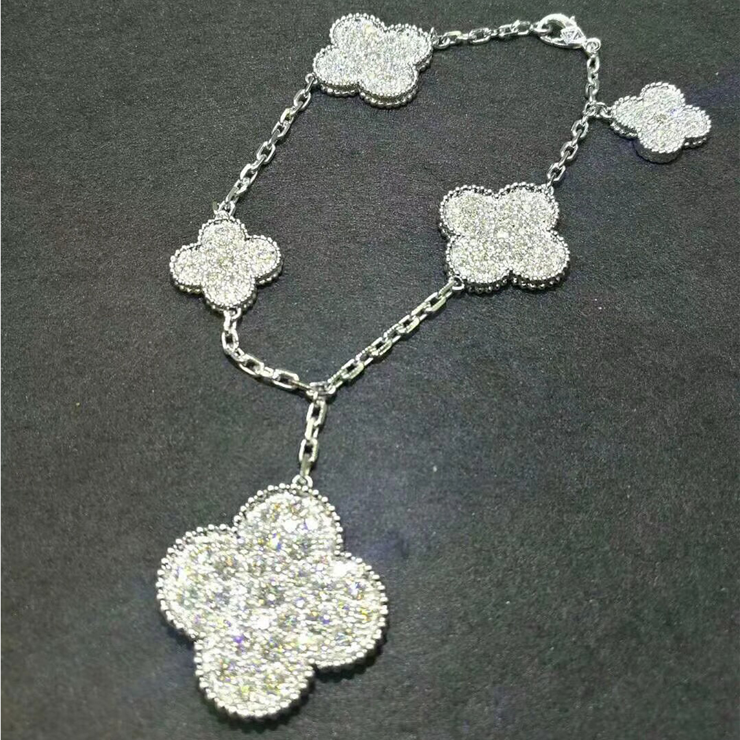 van Cleef & Arpels Magia Alhambra bracelete de diamantes 5 motivos ouro branco 18k