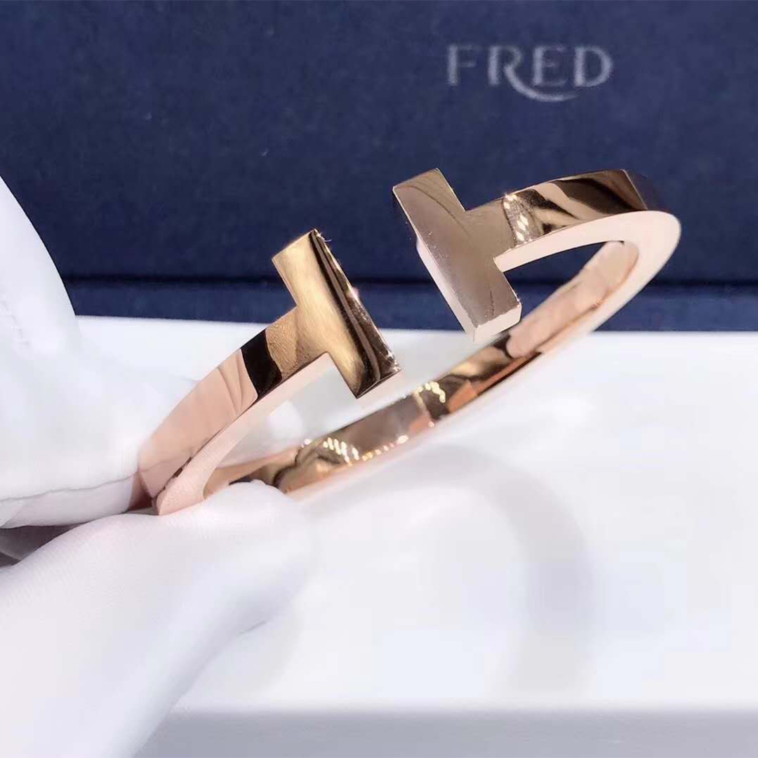 18K ouro rosa Tiffany T quadrado pulseira