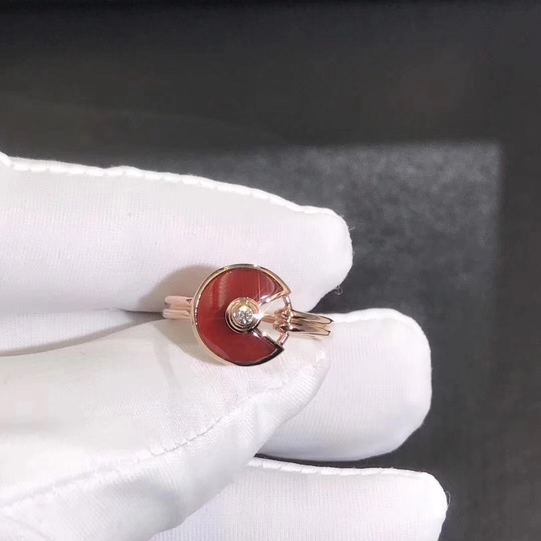 Выполненная на заказ Amulette де Картье кольцо XS модель розового золота 18 карат, сердолик