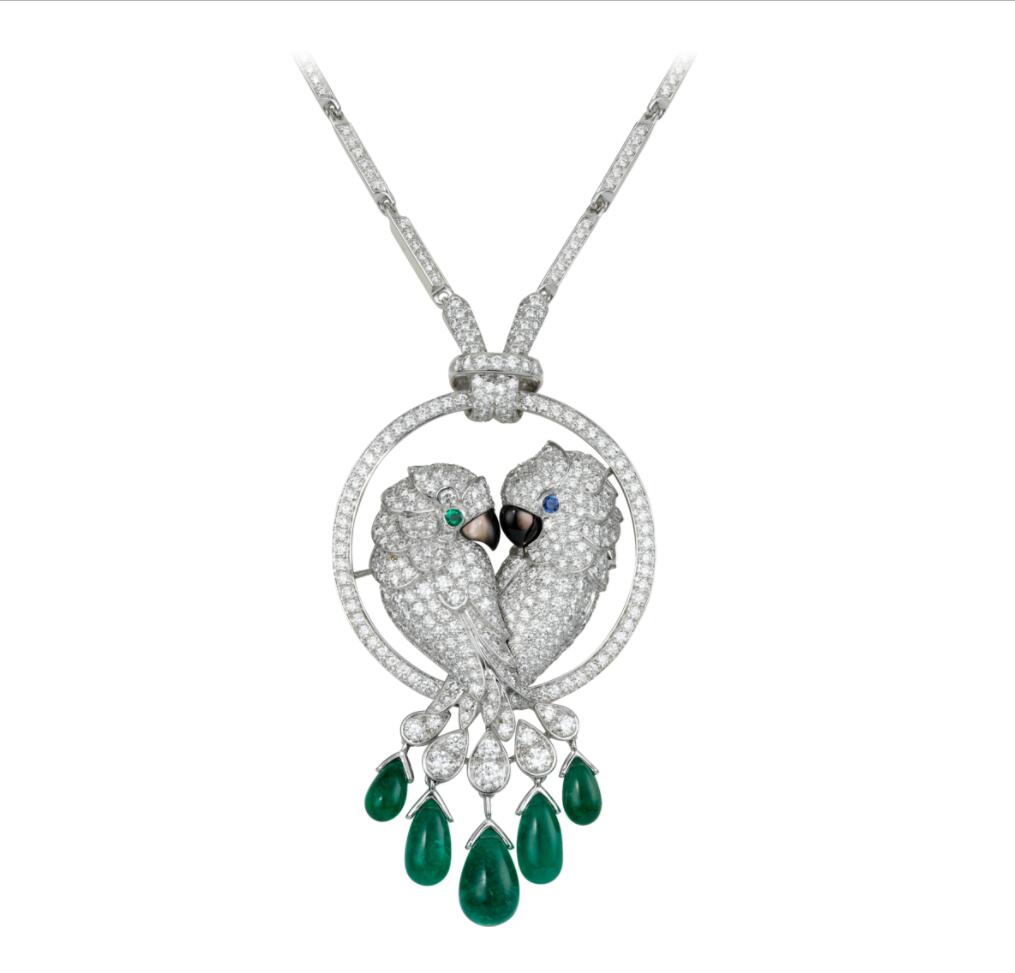Cartier Les Oiseaux Liberes necklace 18k white gold paved diamonds