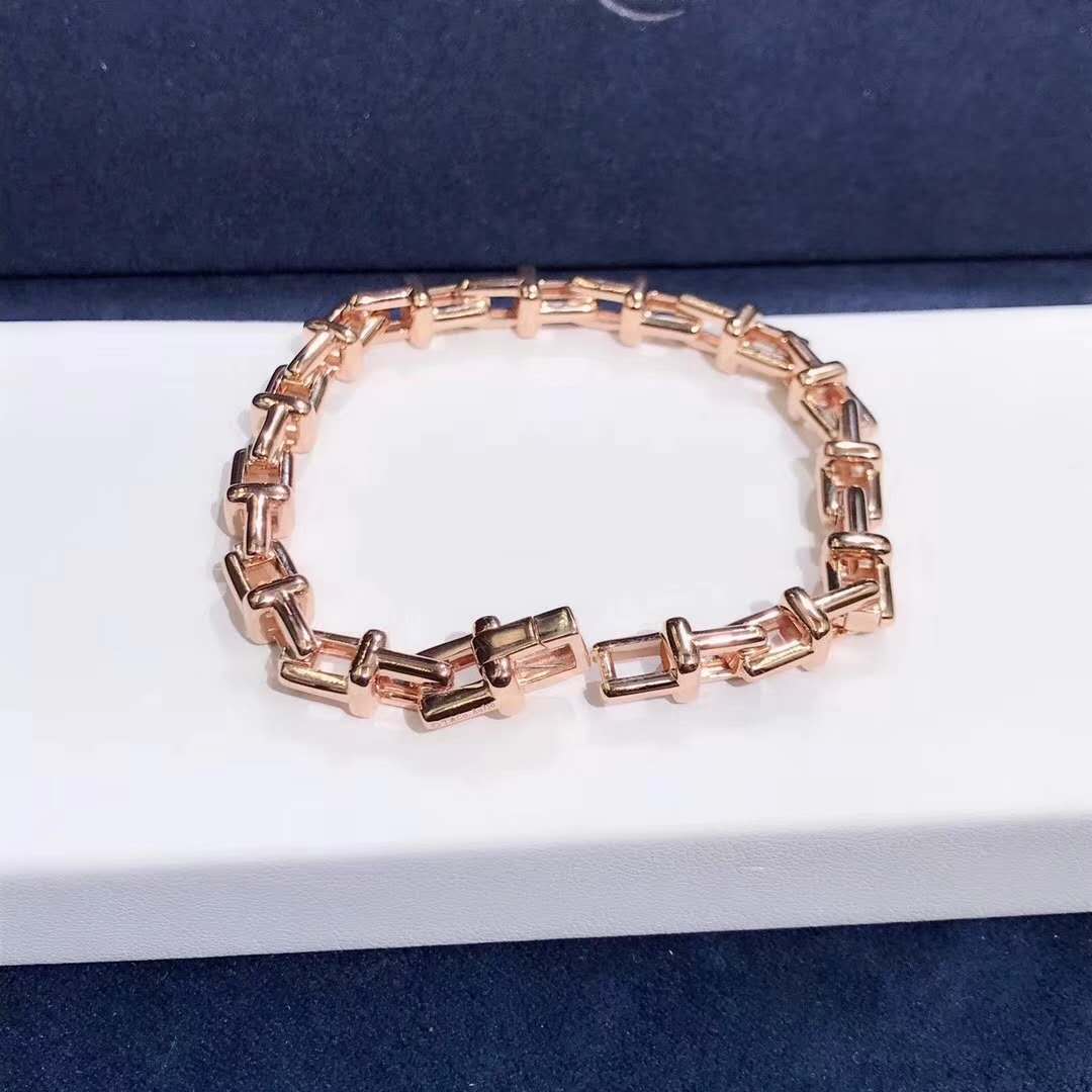 18k Pink Gold Tiffany T Chain Bracelet