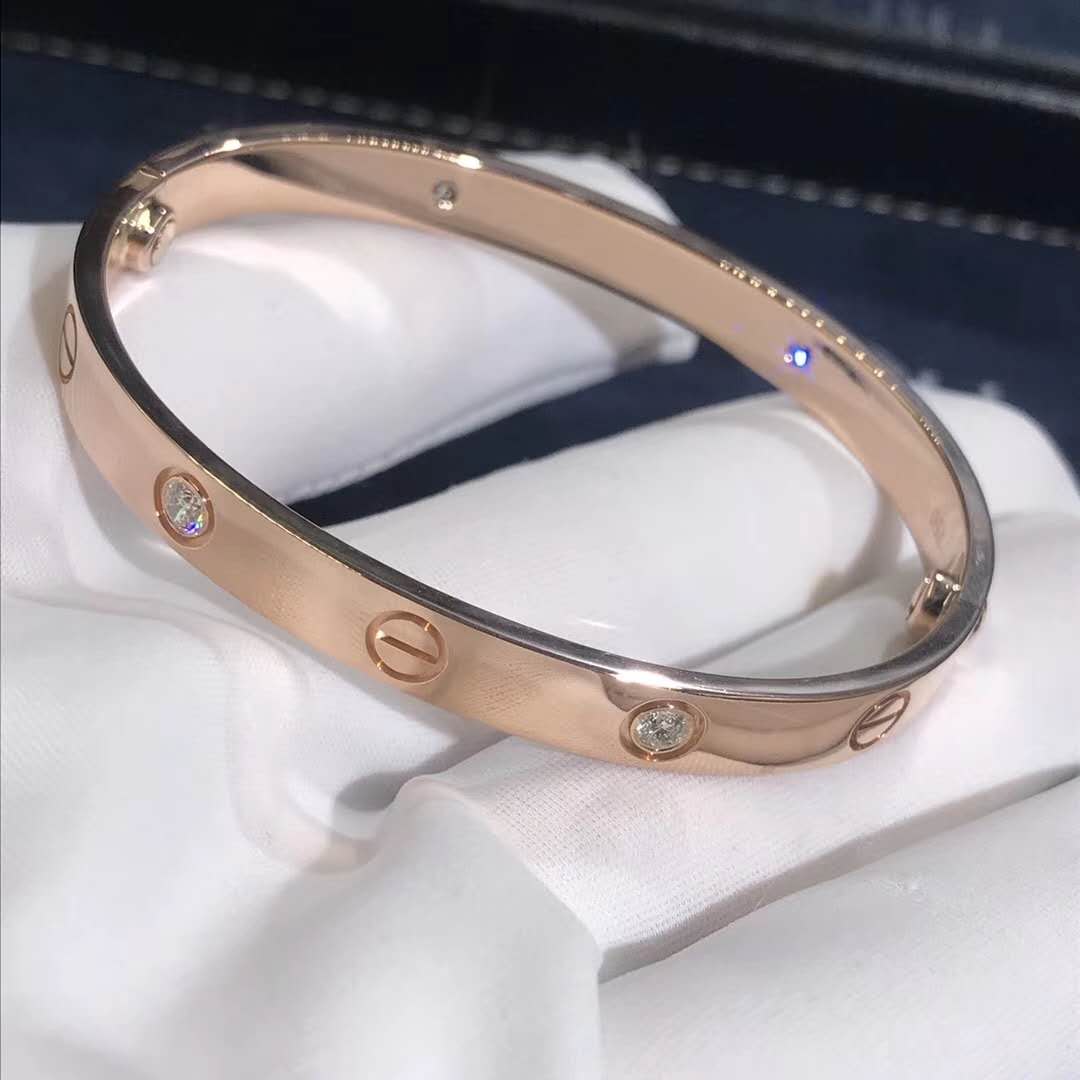 18k or rose Cartier Love Bracelet 4 diamants